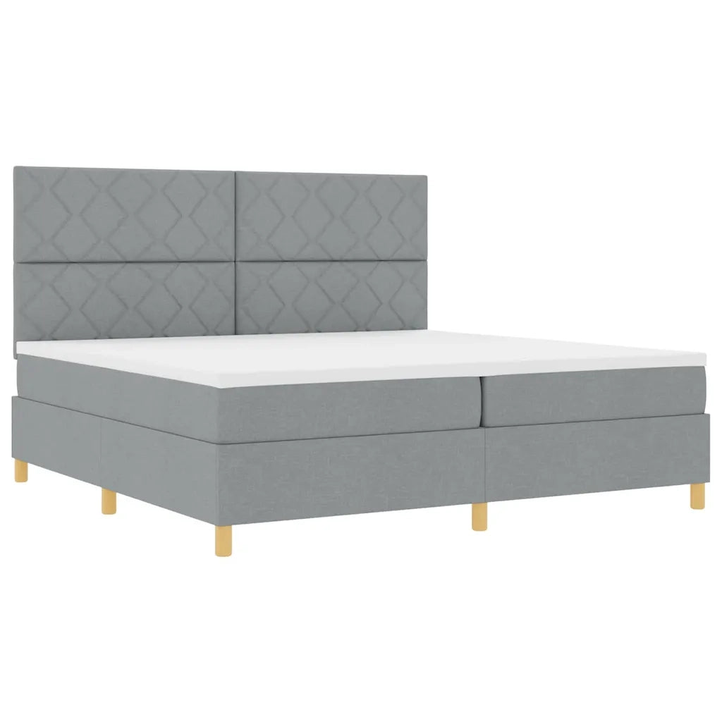 Letto a Sorgente LED Grigio chiaro 200 x 200 cm Tessuto 3343201