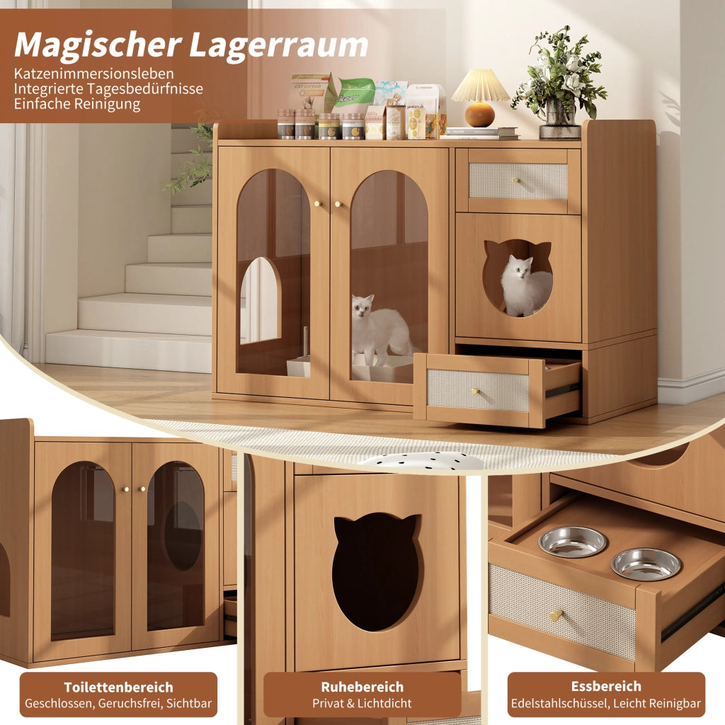ARMADIO LETTIERA GATTI 120x45x83 cm Noce MDF e Vetro