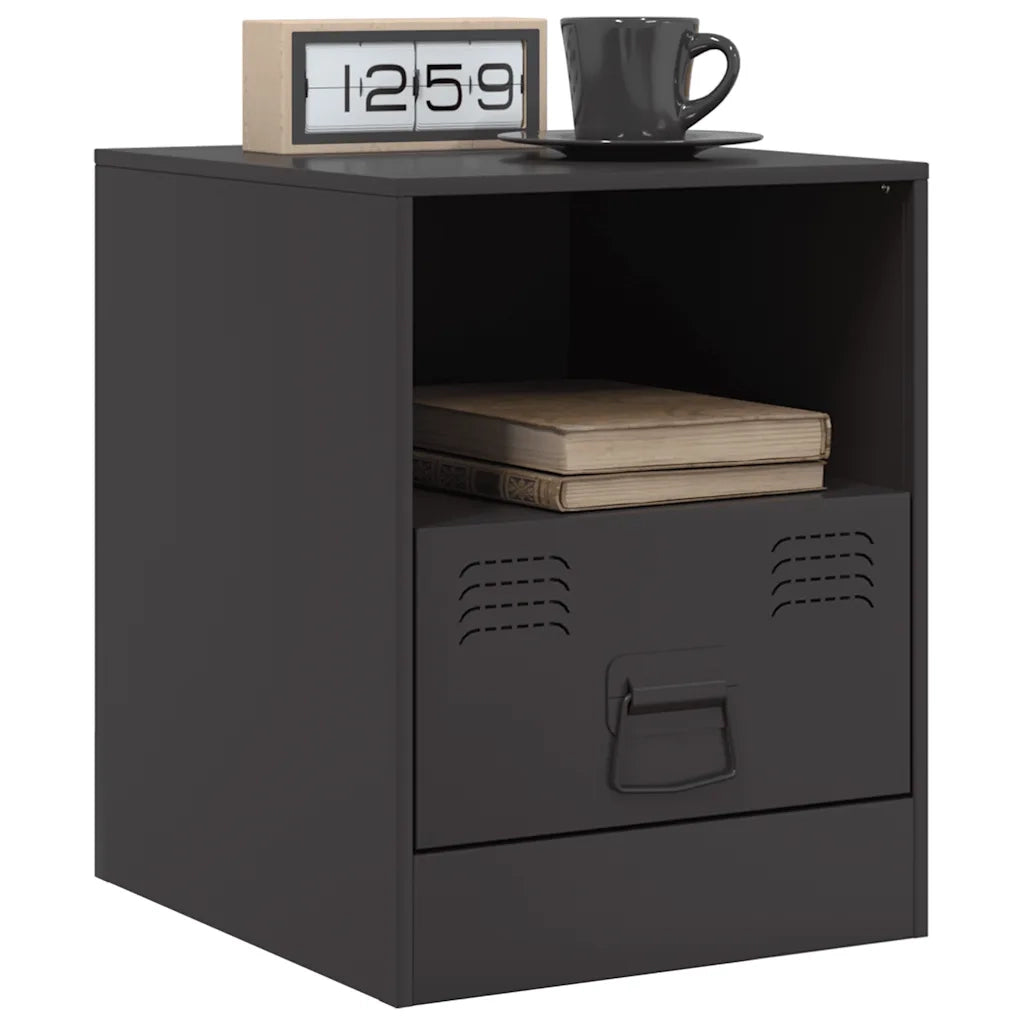 Comodino Nero 34,5x39x44 cm in Acciaio 841751
