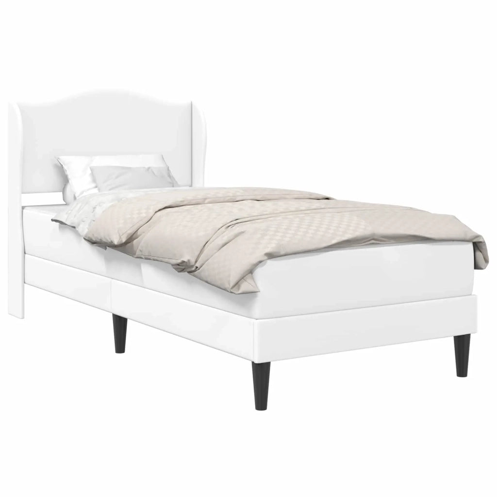 Letto singolo | Letto per adulti | Struttura del letto con testiera Bianco 100 x 200 cm Similpelle