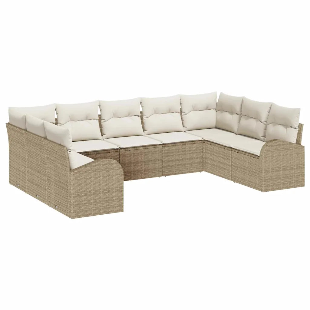 Set di divani con cuscino 9 pcs Beige Rattan in Polipropilene 3346201