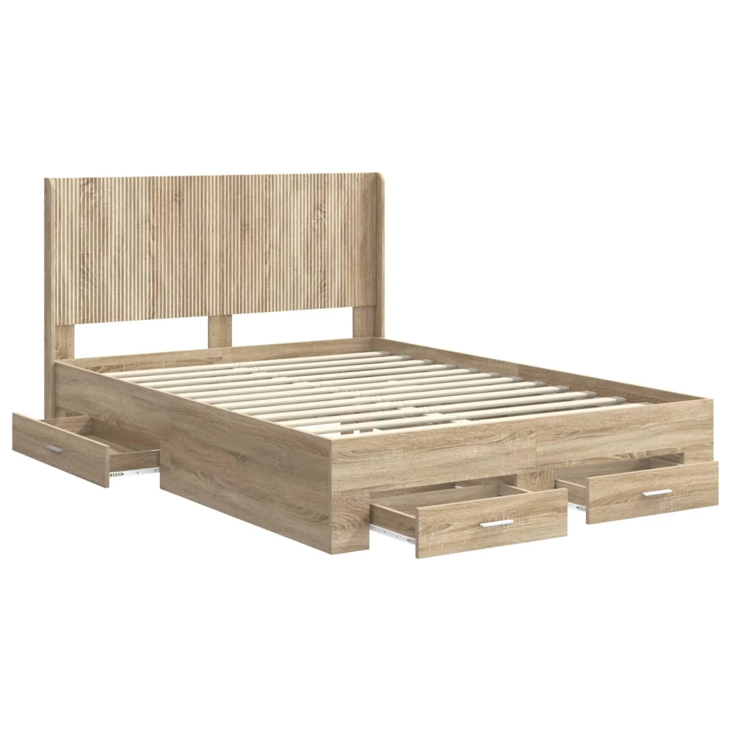 Struttura del letto con stoccaggio e testata Rovere Sonoma 3414111