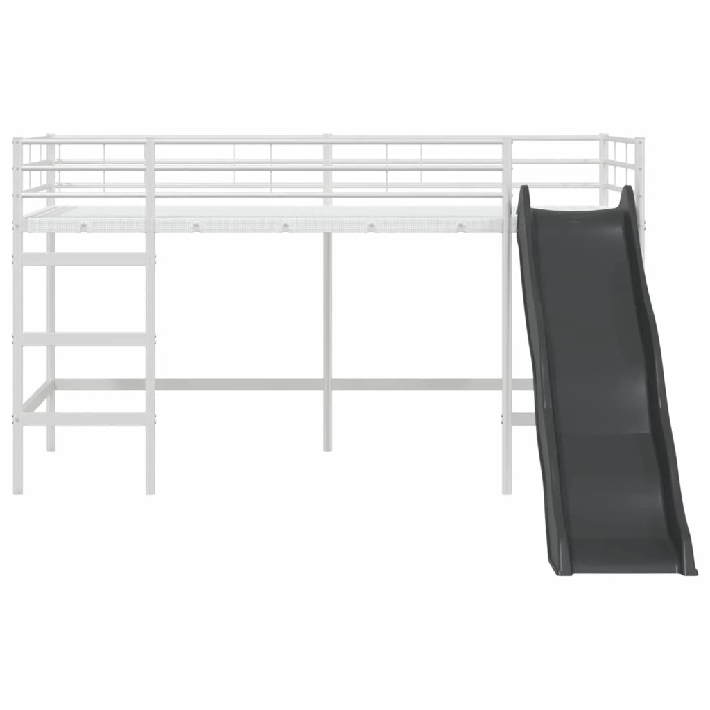 Letto loft per bambini con scivolo Bianco e Antracite