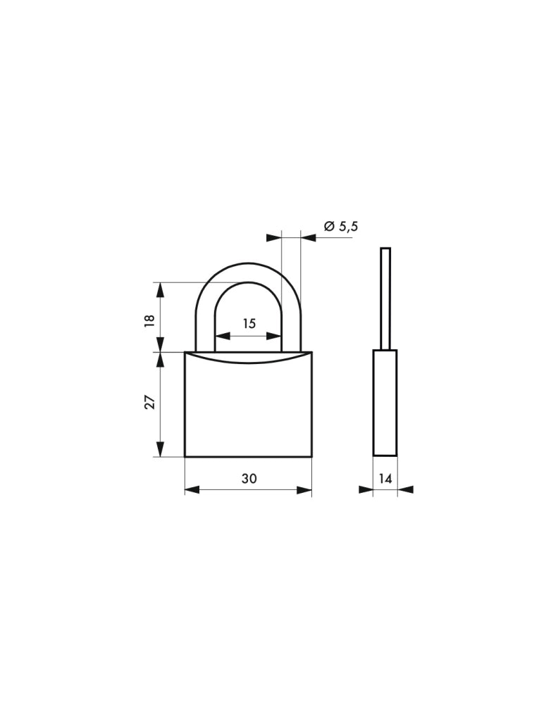 Lucchetto Electricom E x tra Lock, acciaio, interno, arco in acciaio, 30 mm, 3 chiavi – THIRARD