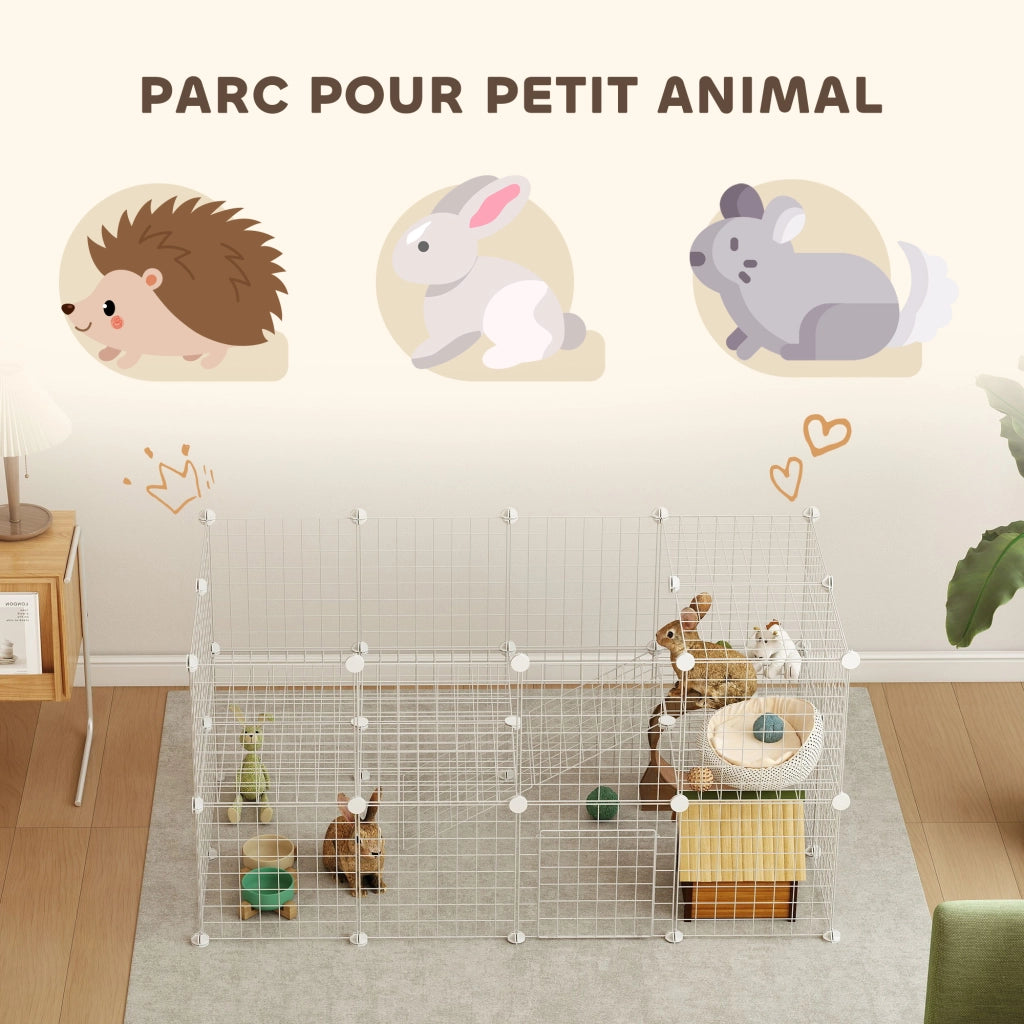 Recinto modulare per piccoli animali domestici ¨C Xylo ¨C 2 livelli acciaio bianco 146x73x73cm