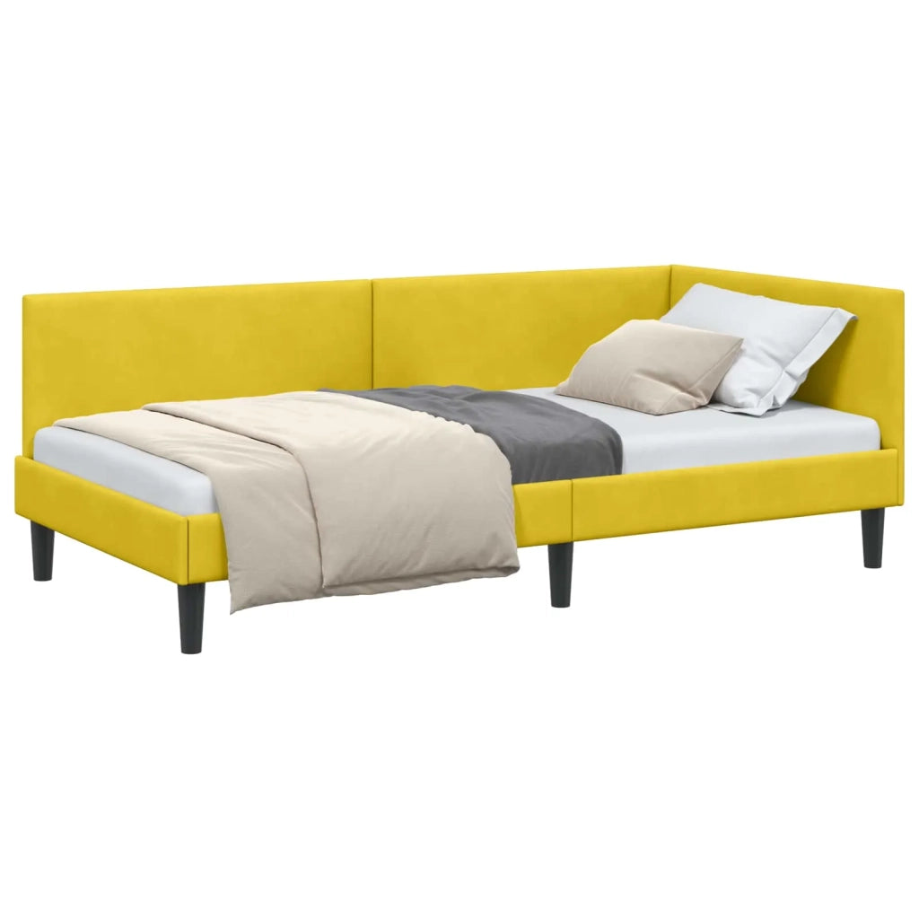 Cornice del letto ad angolo Giallo 90 cm x 200 cm Velluto 42016232