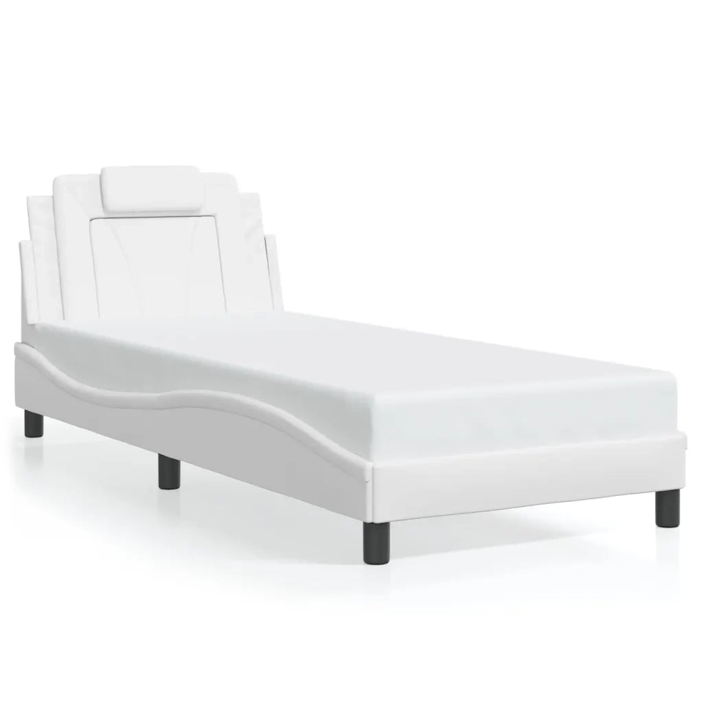 Letto singolo | Letto per adulti | Giroletto Viana con LED senza Materasso Bianco 90x200 cm