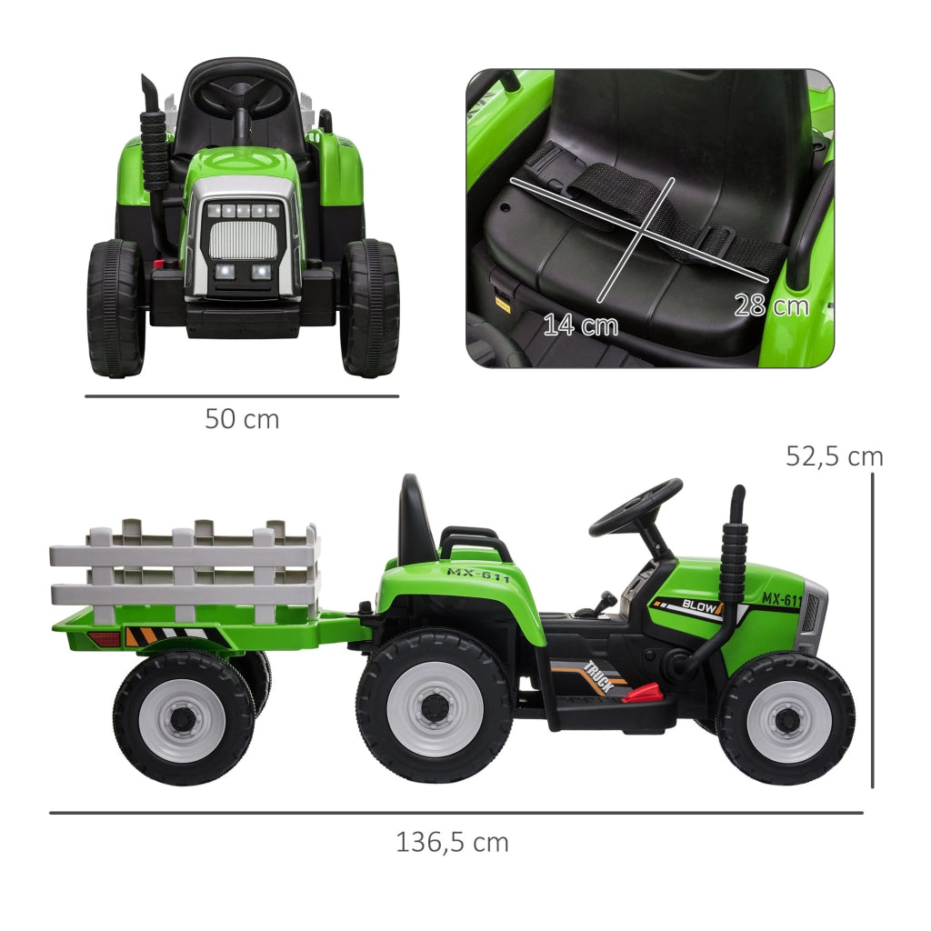 Trattore Elettrico per Bambini ¨C Xylo ¨C con Telecomando Genitori, Verde e Nero