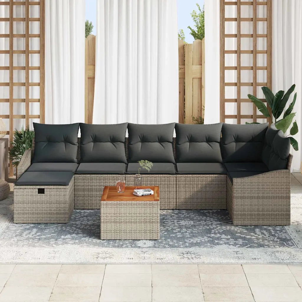 Set Divano da Giardino con cuscino 8 pcs Grigio polyrattan 3359573