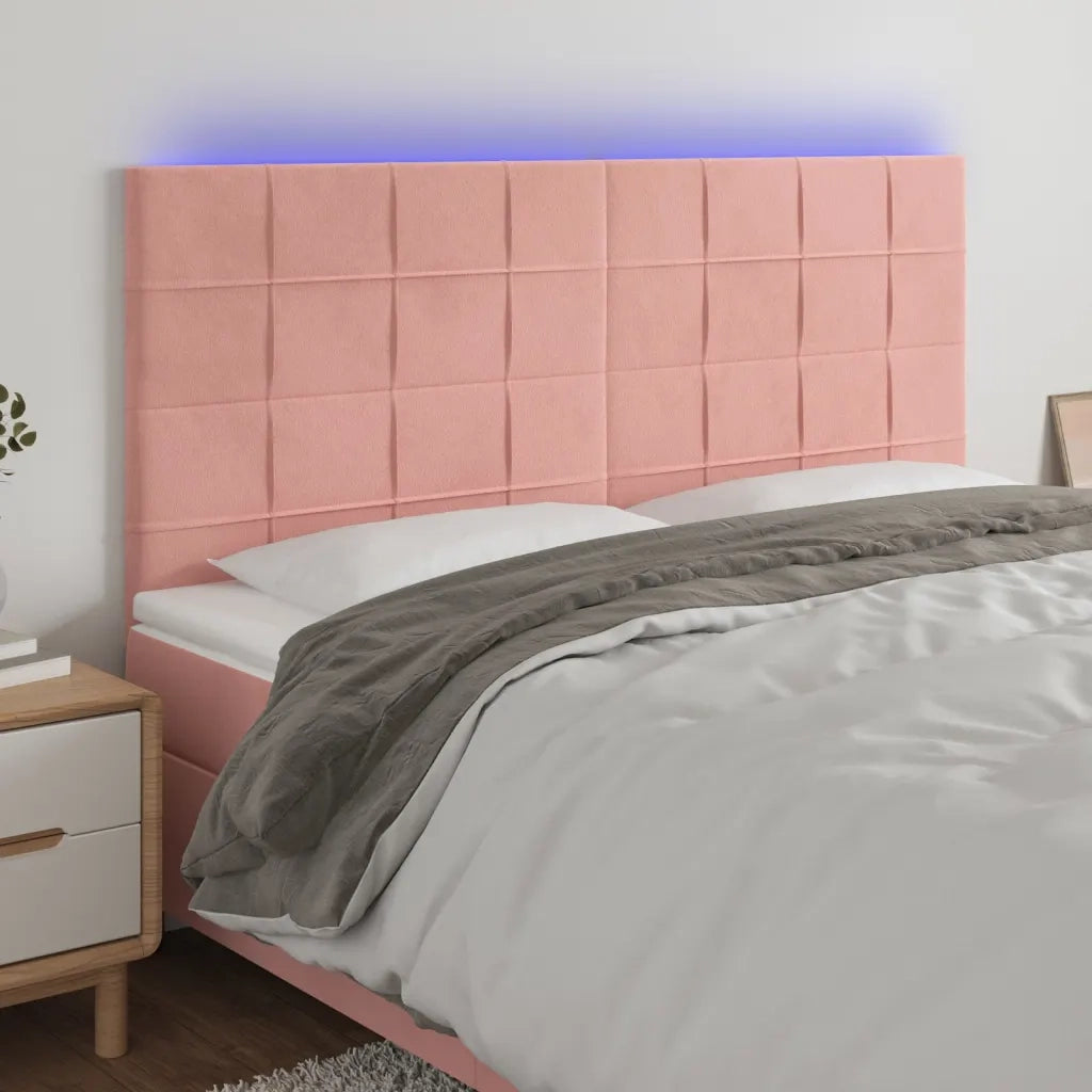 Testiera | Testata a LED Rosa 180x5x118/128 cm in Velluto