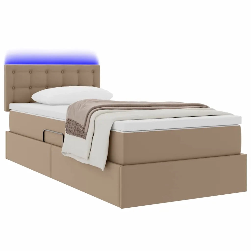 Letto con contenitore e LED con led Cappuccino 90 x 190 cm