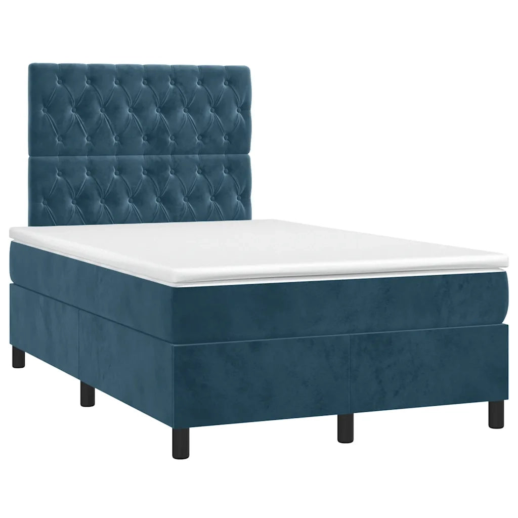 Letto a Molle con Materasso e LED Blu Scuro 120x200cm 3136297