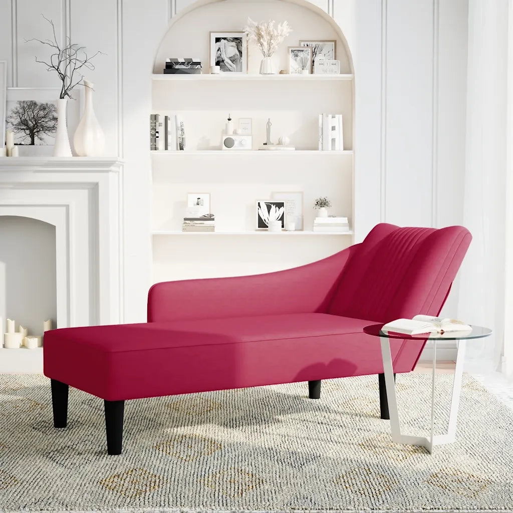 Sdraio con Bracciolo Destro in Velluto Rosso Vino 4009796