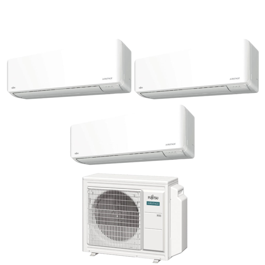 Climatizzatore Condizionatore Fujitsu Trial Split Inverter serie KM AIRSTAGE 9+12+14 con AOEG24KBCA3 R-32 Wi-Fi Integrato 9000+12000+14000