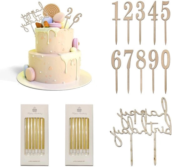 11 Stuks Decorazione di Compleanno con Candelabri d'Oro