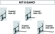 SISTEMA GARAGE Kit 8 ganci