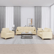 Set Divani 3 pz con Cuscini Crema in Tessuto 3202072