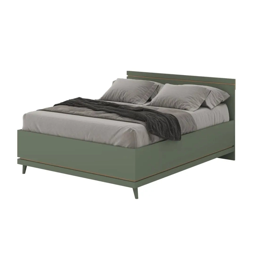 Letto NOKI – 160x200 cm verde e legno – Stile scandinavo