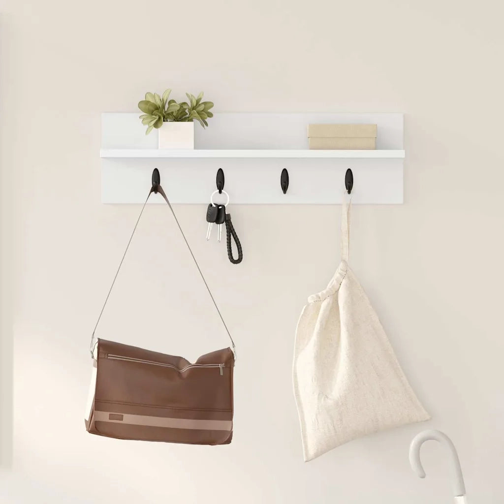 Appendiabiti a muro Bianco 60 x 10,5 x 18 cm Legno multistrato 874387