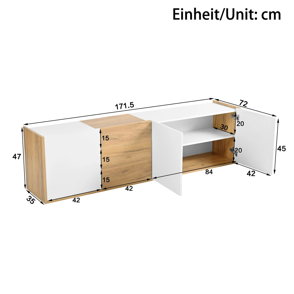 Mobile TV Basso ¨C MINIMAL ¨C Bianco e Legno, da Parete o a Pavimento