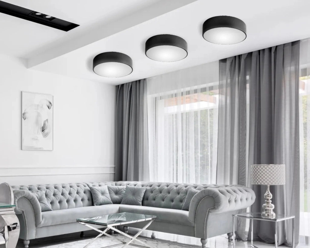Lampada Plafoniere 50cm Rotonda Nero Da Soffitto APP644-5C