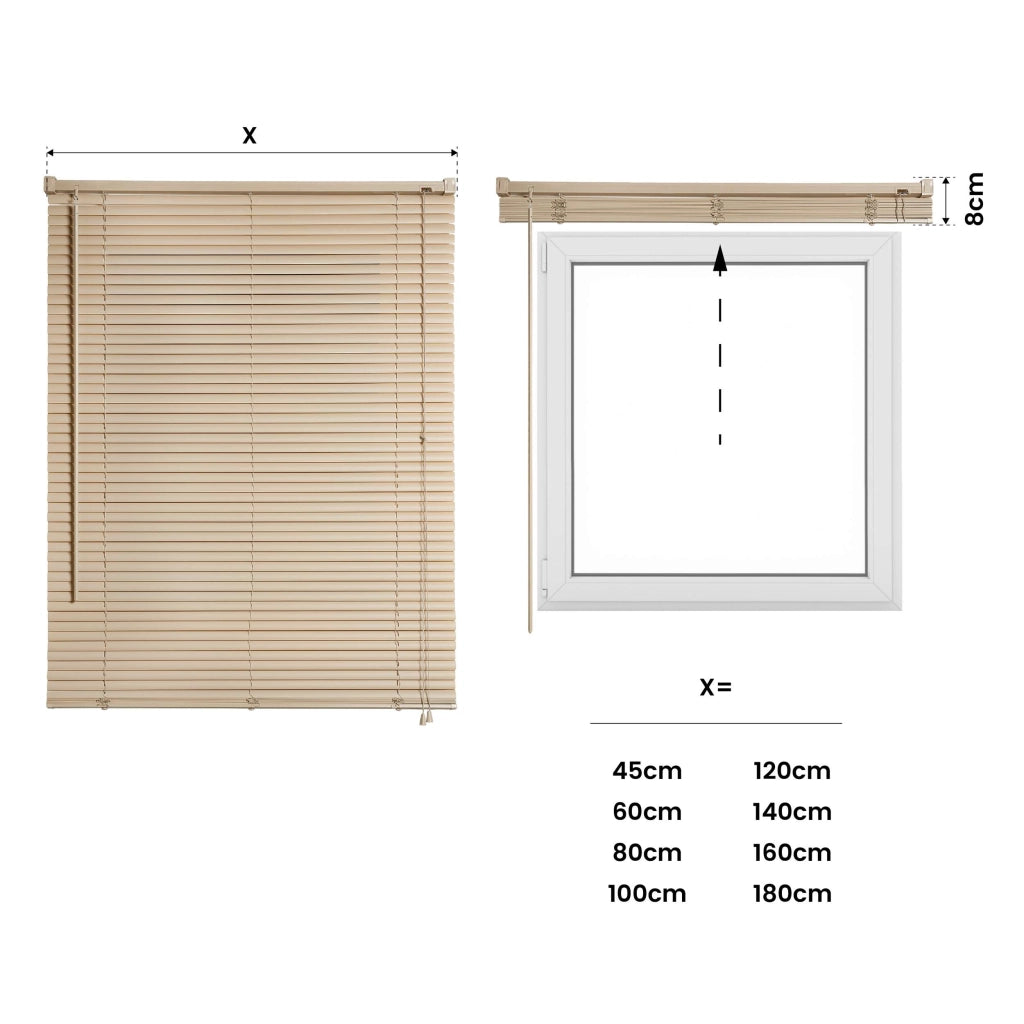 Tende Veneziane in Alluminio con Corda Tortora 120x160