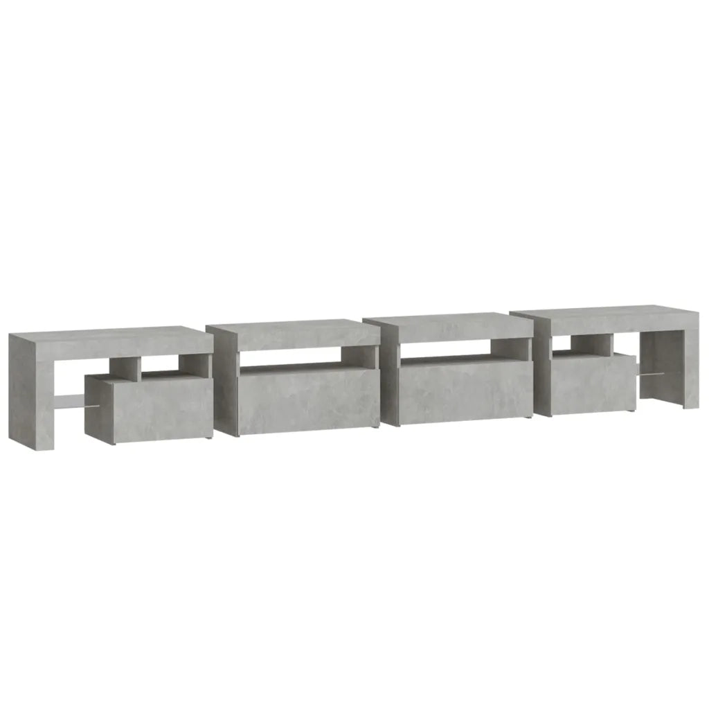 Mobile Porta TV con Luci LED-Mobile per TV-Credenza TV Grigio Cemento 260x36,5x40 cm
