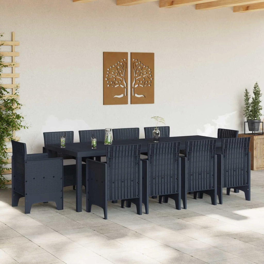 Set da Pranzo per Giardino 11 pcs Antracite Polipropilene 3378594