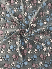 AIO FACTORY Coperta in pile 70x50 cm grigia con zampe colorate Coperta per cani