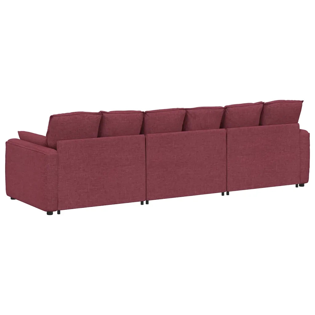 Divano Modulare con Cuscini Rosso Vino 3321090