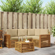 Set di divani da esterno 5 pz Naturale e Beige Poliestere 3374778