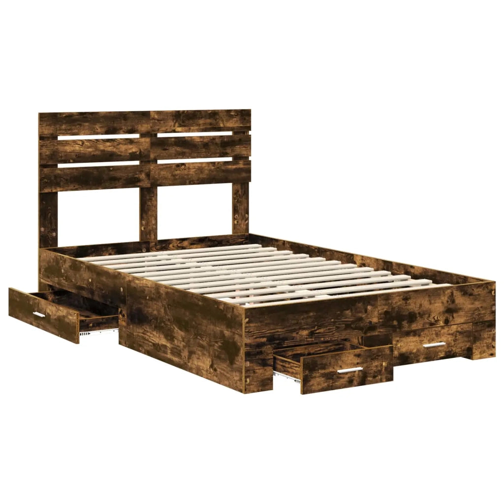 Letto matrimoniale | Letto per adulti | Struttura del letto Rovere fum¨¦ 120 x 190 cm Legno multistrato