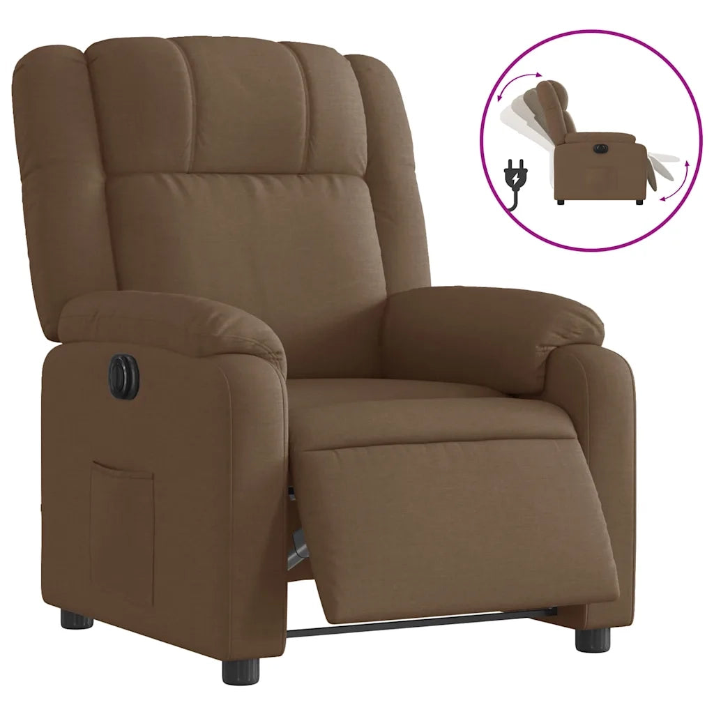 Poltrona Elettrica Reclinabile Marrone in Tessuto 3205182