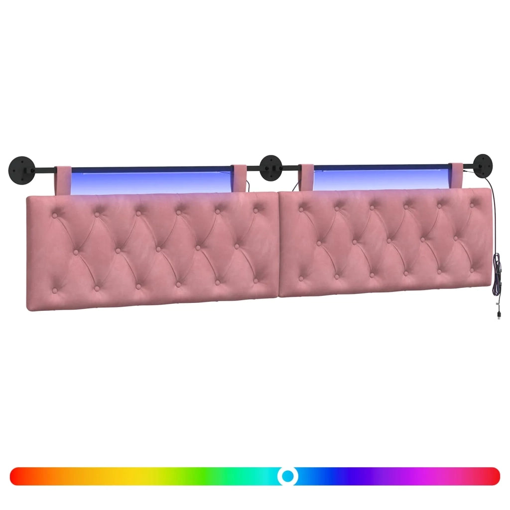 Testiera | Testata sospesa Con luce LED Rosa Velluto