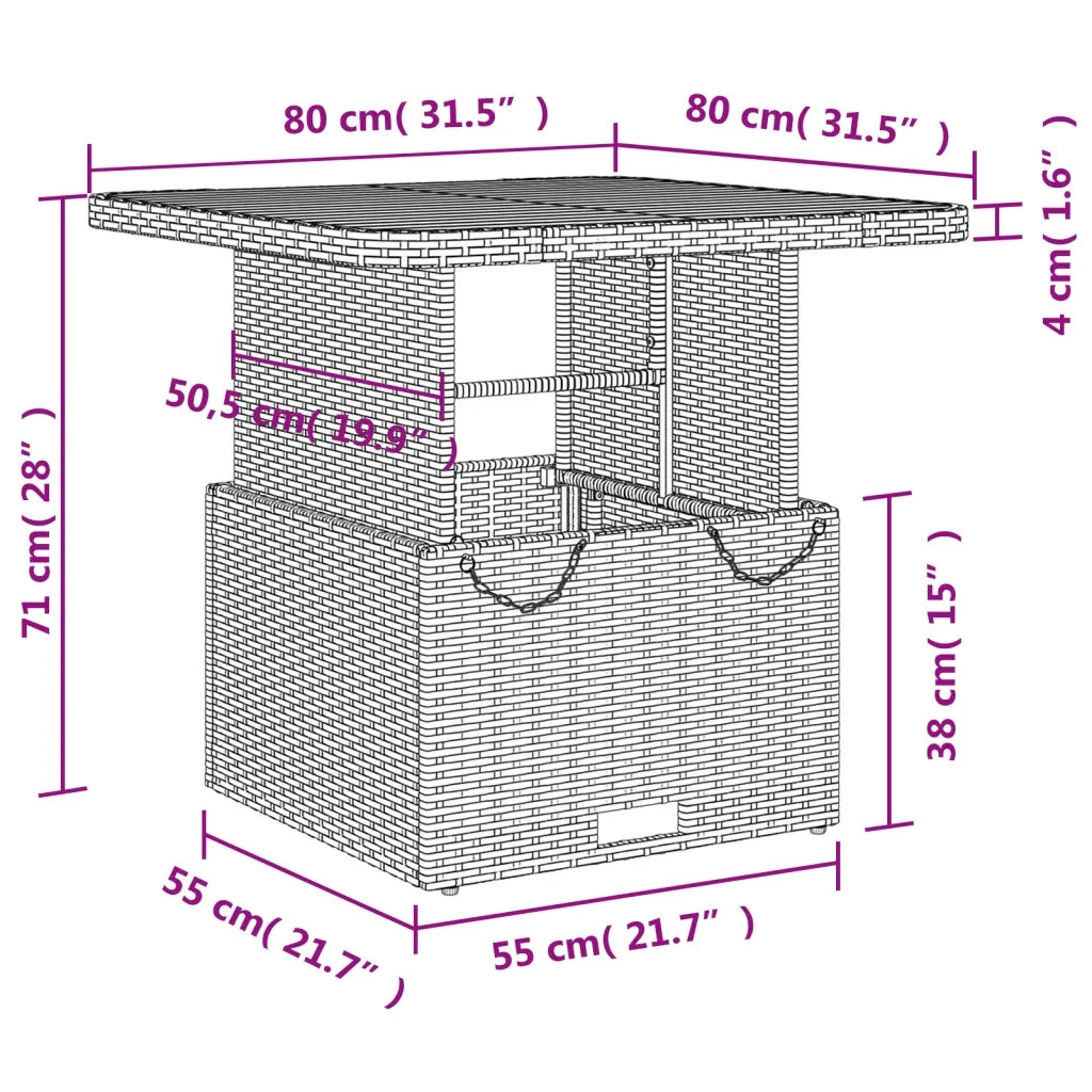 Set da Pranzo da Giardino 5 pz Nero con Cuscini in Polyrattan 3277434