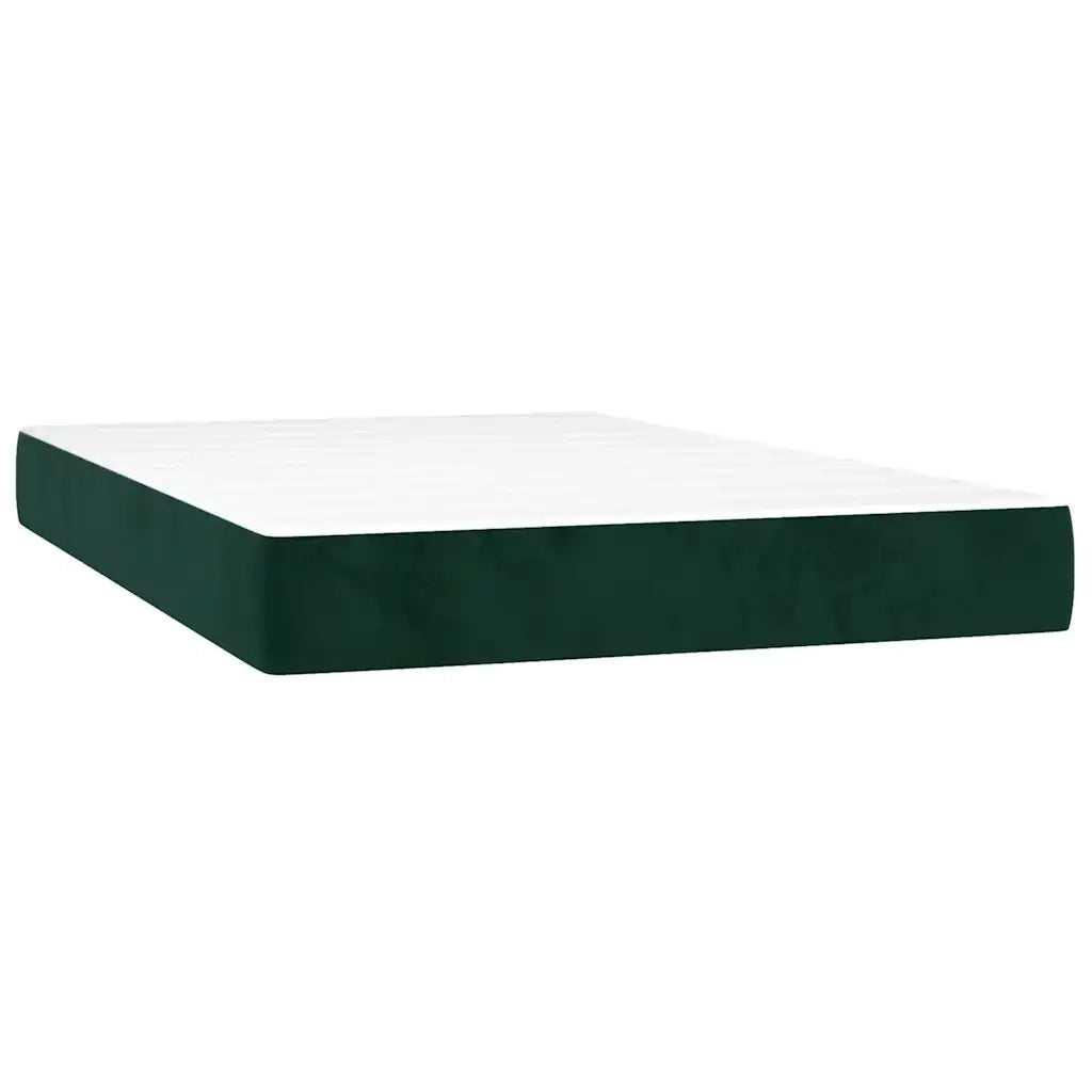 Letto a Molle con Materasso e LED Verde Scuro 120x200cm Velluto