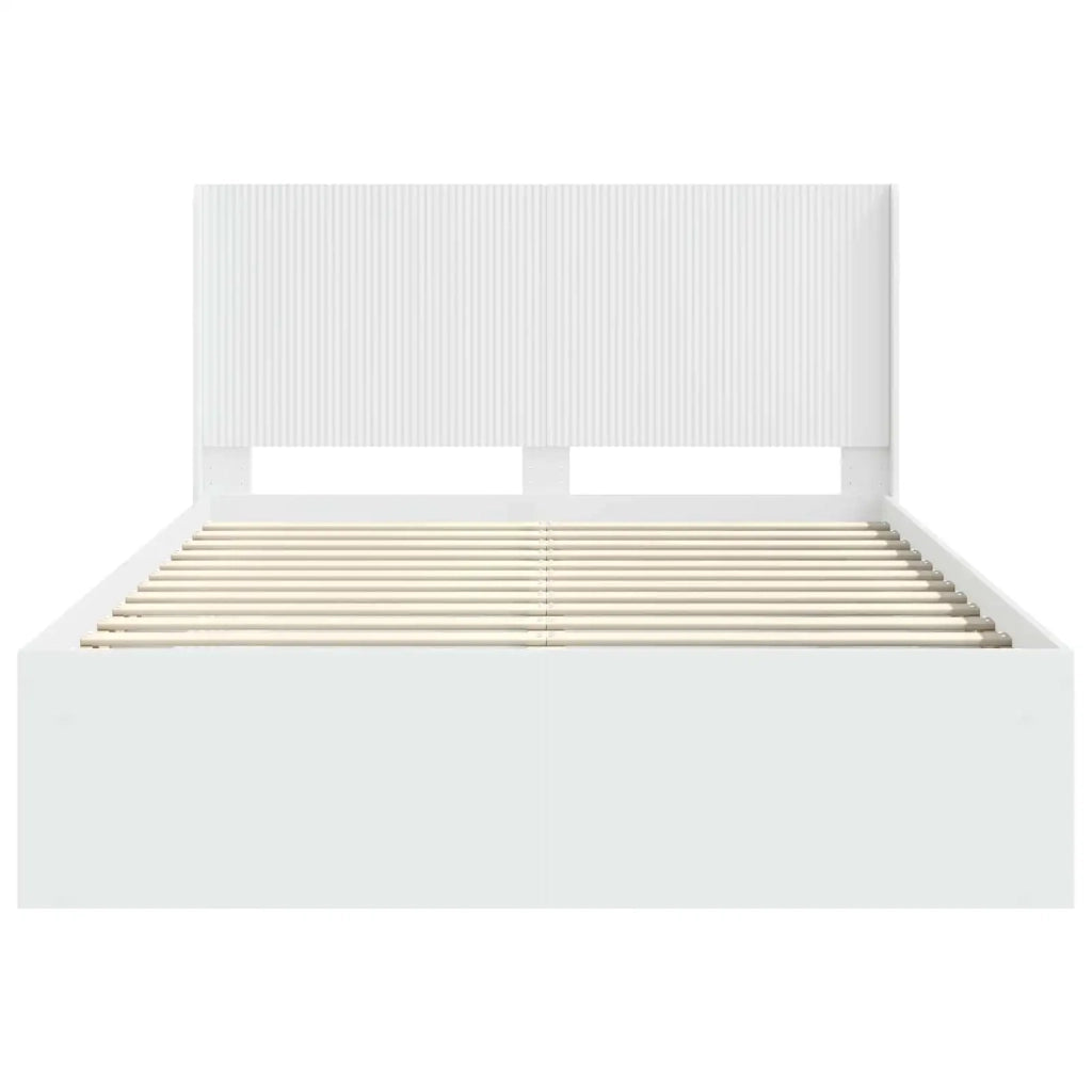 Struttura del letto con stoccaggio e testata Bianco 3413869