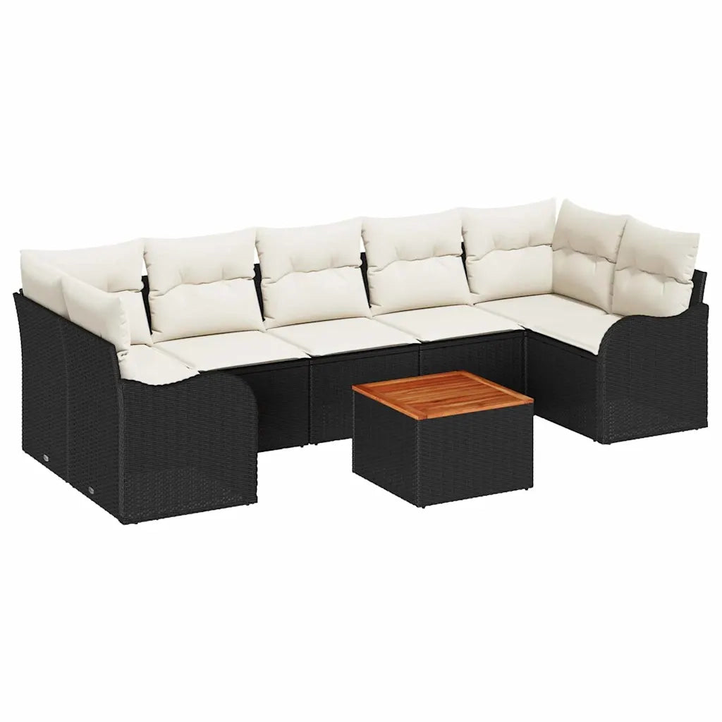 Set Divano da Giardino con cuscino 8 pcs Nero polyrattan 3347418