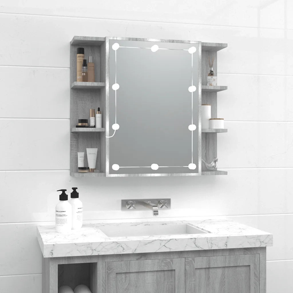 Mobile a Specchio | Armadio da bagno con LED Grigio Sonoma 70x16,5x60 cm