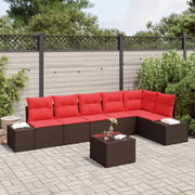 Set Divano da Giardino Marrone e Rosso polyrattan 3355763