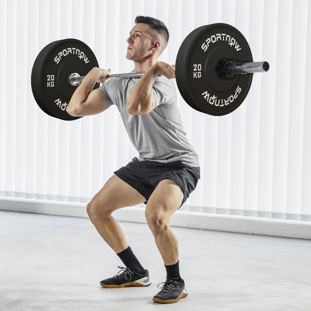 Set 2 Dischi Pesi da 20kg in Gomma con Foro da 2"/5 cm per Manubri e Bilancieri Nero