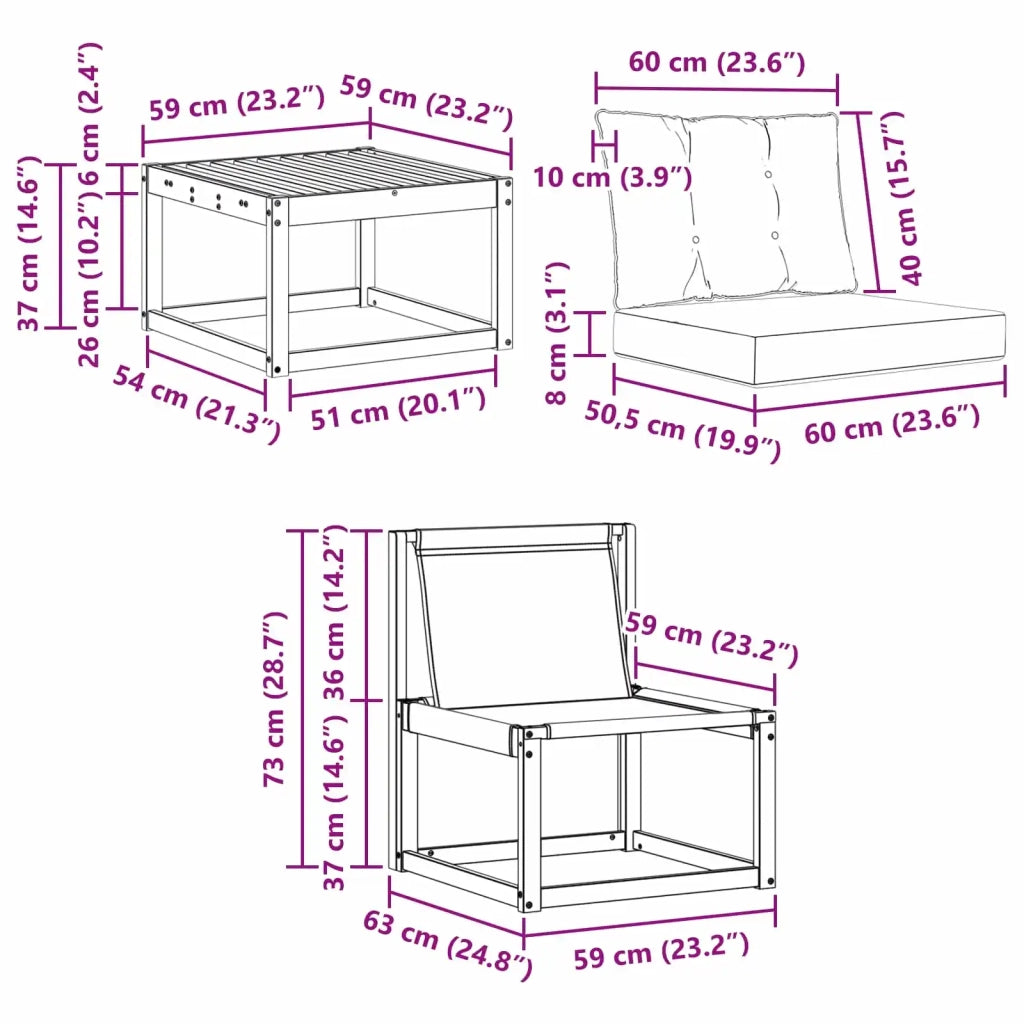 Set di divani da esterno 7 pcs Bianco e Grigio Chiaro 3389229