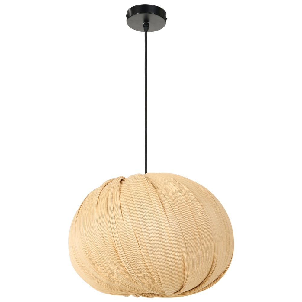 Lampada a sospensione con paralume in bambù naturale, forma sferica intrecciata, stile boho, rustico e Japandi