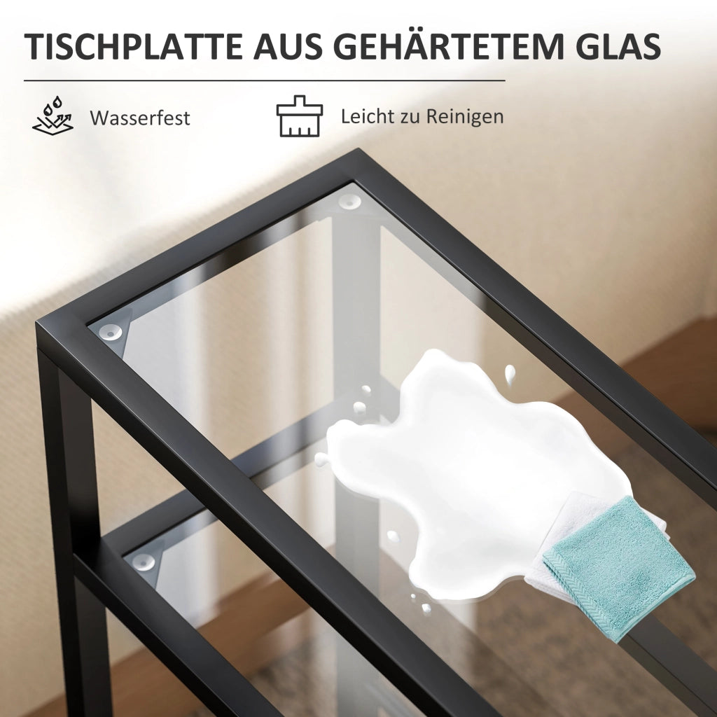 Libreria a scaffali con ripiani in vetro ¨C zephmum ¨C nero 18 cm