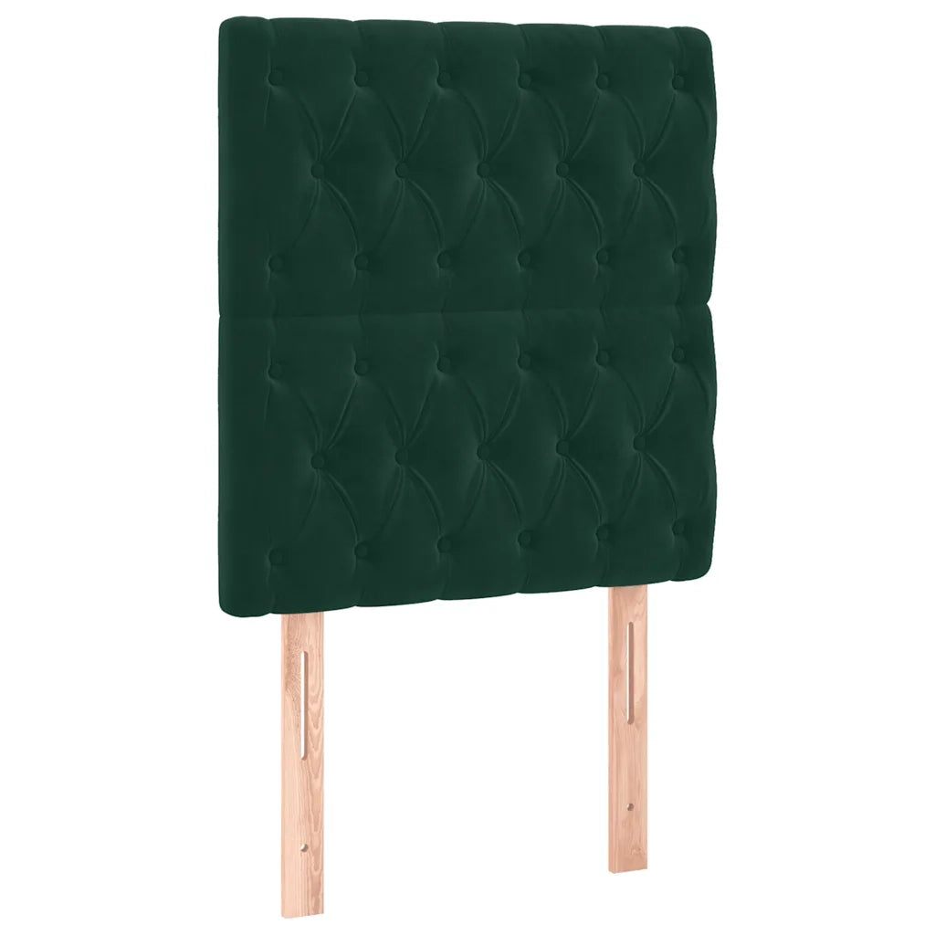 Letto a Molle con Materasso e LED Verde Scuro 90x200cm Velluto