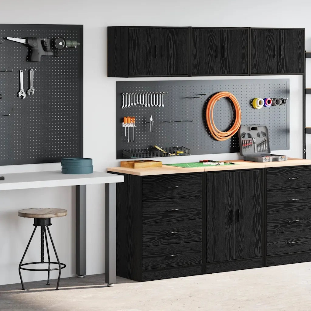 Armadi da Garage 2 pz Neri in Legno Multistrato 3328333