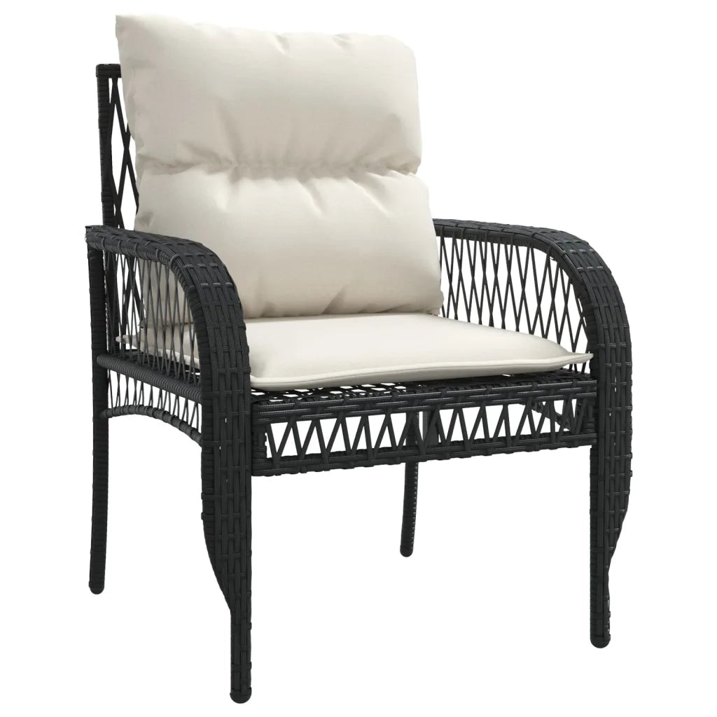 Set Divani da Giardino 4 pz | Set Salotto da Giardino con Cuscini Nero in Polyrattan