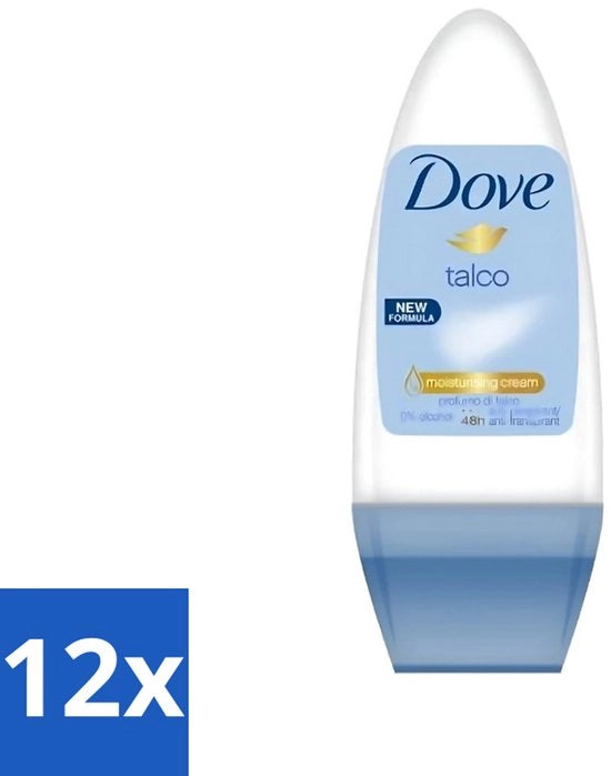 12 x Deodorante Roll-on con Talco - Profumo delicato e soffice - 50 ml - Deodorante Roll-on con Talco - Deodorante Roll-on senza Alcol - Deodorante con Talco 50 Ml