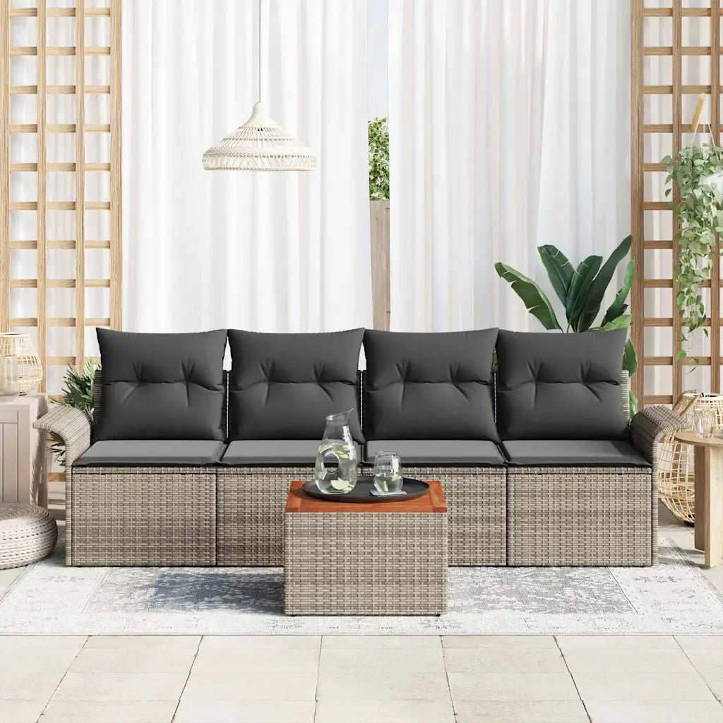 Set Divano da Giardino con cuscino 5 pcs Grigio polyrattan 3347258