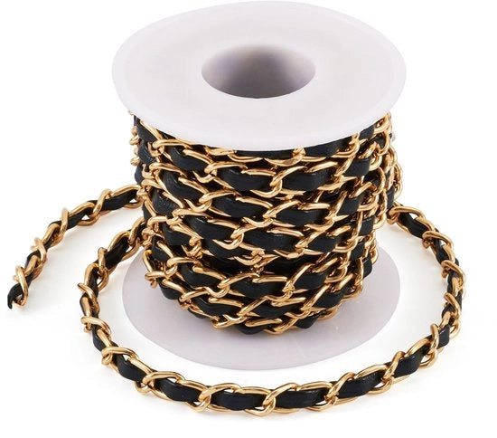 Cinturini per Borse 5 Yards - Cinturino in Pelle PU - Catena in Alluminio Argento - Portafoglio/Portamonete - Creazione di Gioielli DIY - 7 mm Larghezza, 3 mm Diametro
